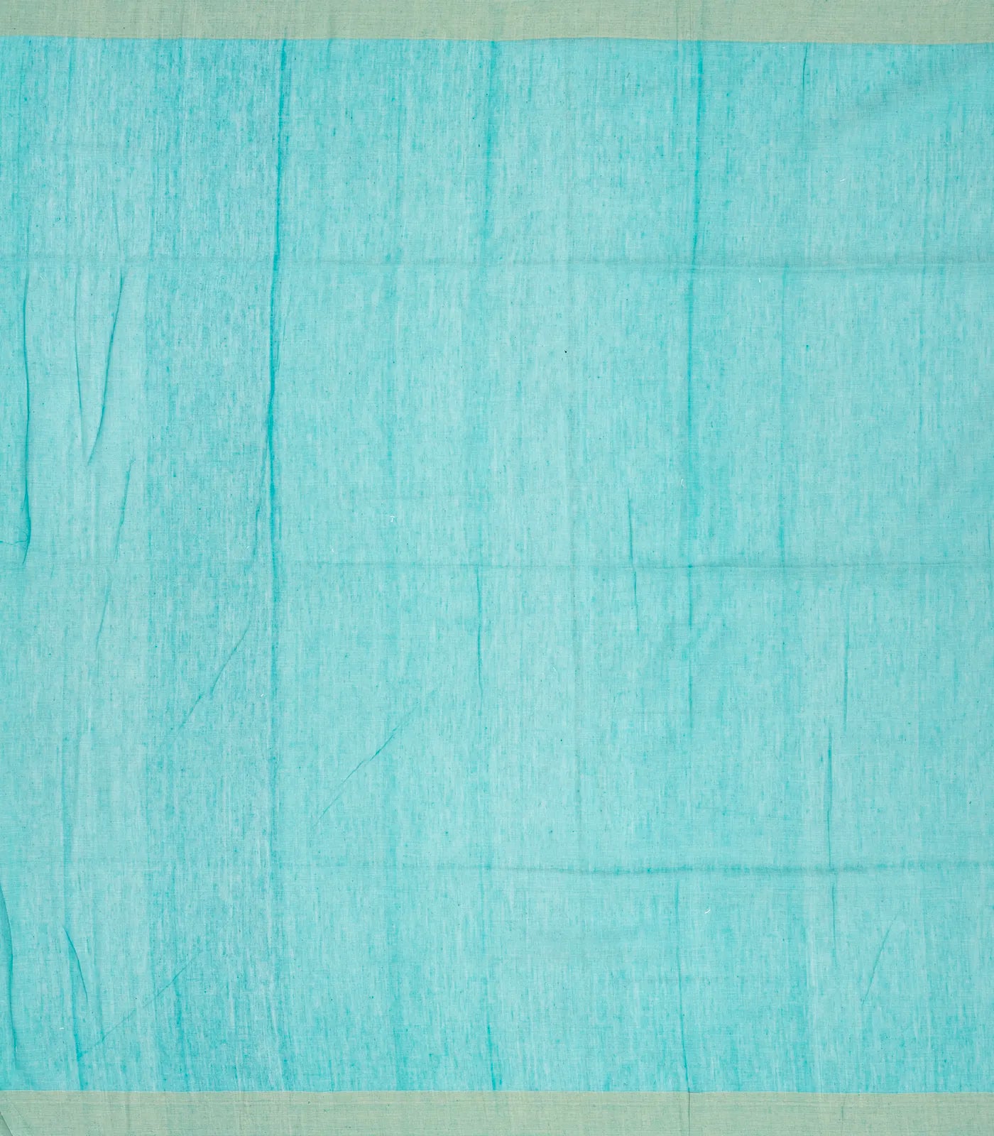 Turquoise Handloom Bengal Cotton Saree With Floral Buttas