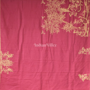 Cherry Red Single Line Raja Theme Pattachitra Saree