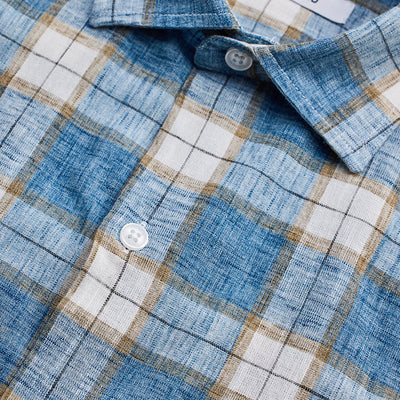 Blue Checks Linen Blend Shirt