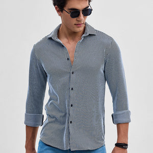 Black Stripes Slim Fit Stretch Shirt