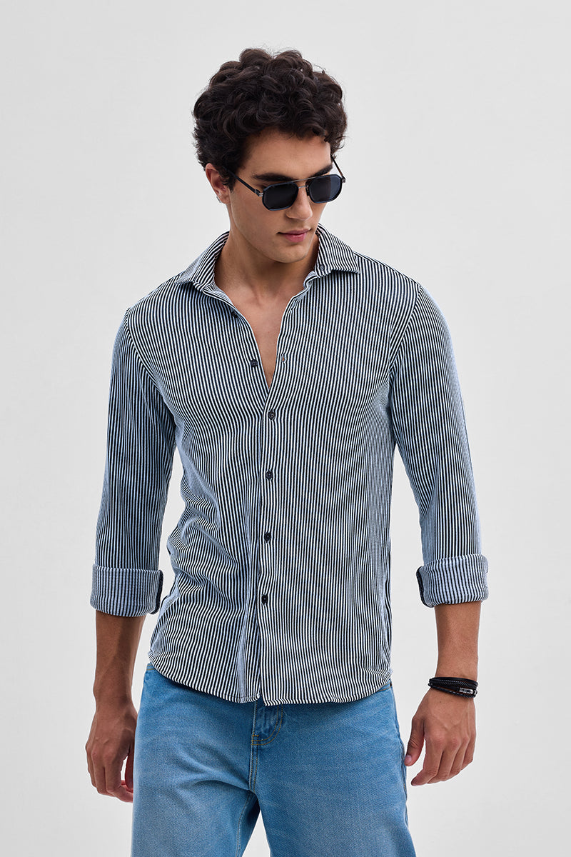Black Stripes Slim Fit Stretch Shirt
