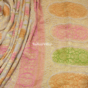 Flower Design Banarasi Khaddi Georgette Saree
