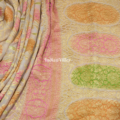 Flower Design Banarasi Khaddi Georgette Saree