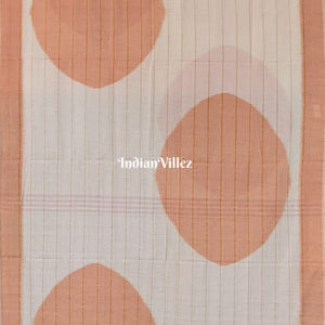 Light Orange & Cream Moon Design Sambalpuri Ikat Maniabandha Cotton Saree
