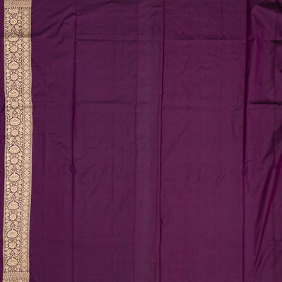 Magenta Handloom Banarasi Silk Saree With Diagonal Floral Vine Motifs