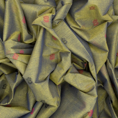 Grey Rasipuram Cotton Saree With Floral Buttas