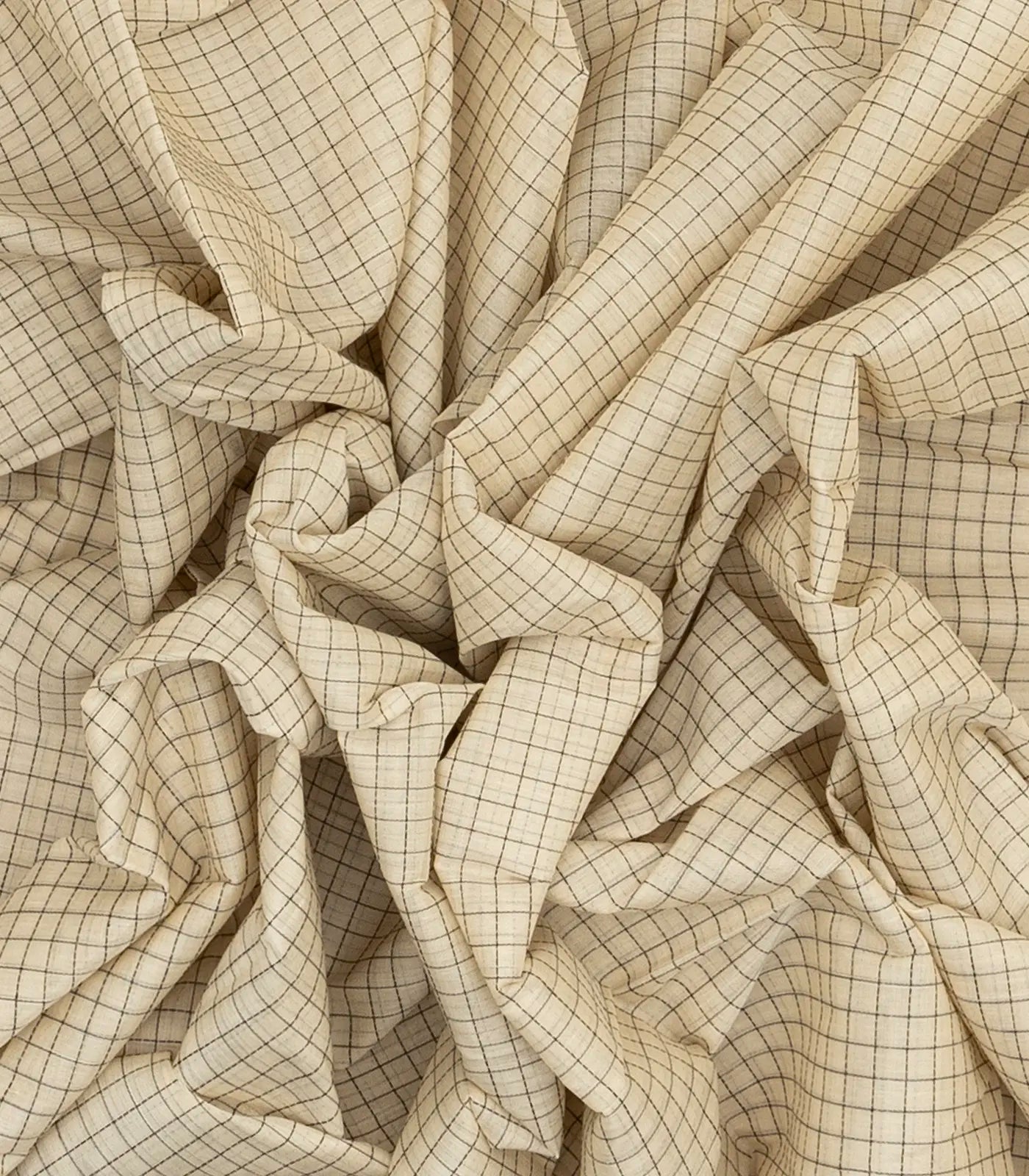 White Handloom Kanchi Cotton Saree With Checks