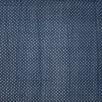 Indigo Woven Jaipur Cotton Saree With Printed Brown Floral Motifs