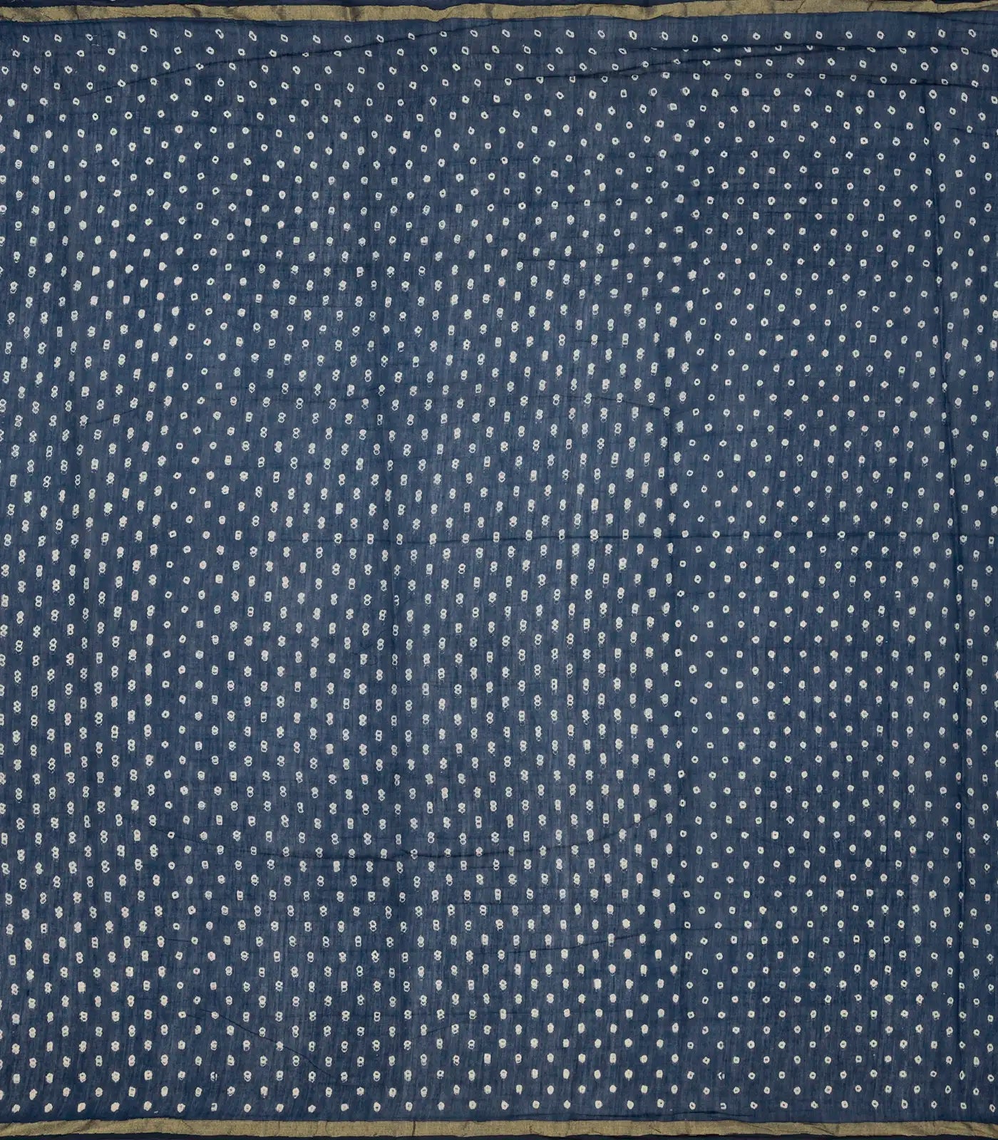 Indigo Woven Jaipur Cotton Saree With Printed Brown Floral Motifs