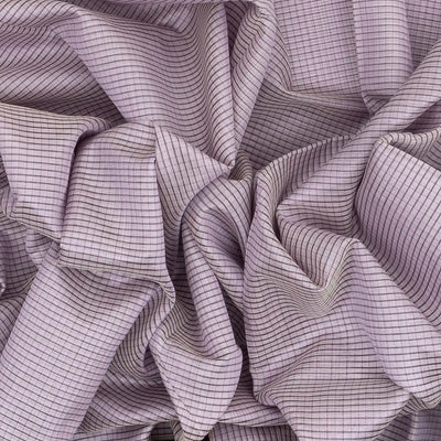 Lavender Handloom Silk Cotton Saree With Checks