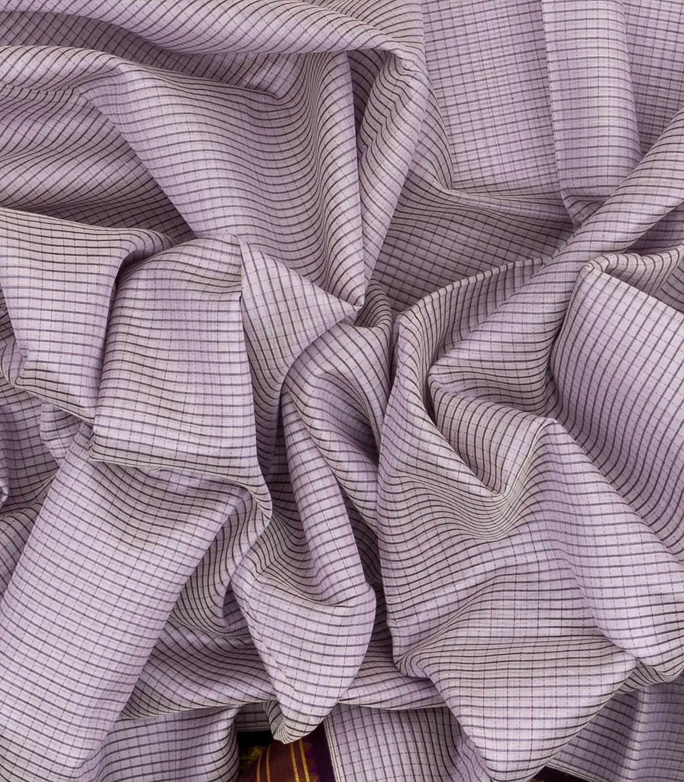 Lavender Handloom Silk Cotton Saree With Checks