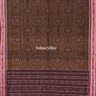 Coffee Maroon Maniabandha Odisha Ikat Cotton Saree