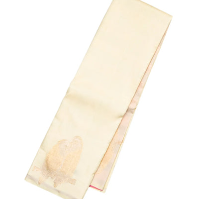 Cream Handloom Kanchipuram Silk Saree With Bird Motifs