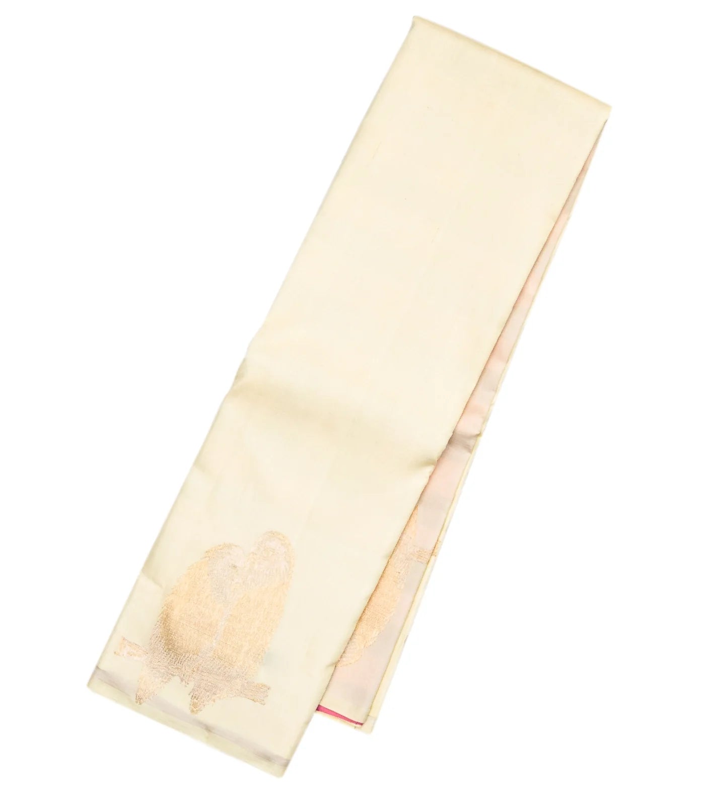 Cream Handloom Kanchipuram Silk Saree With Bird Motifs