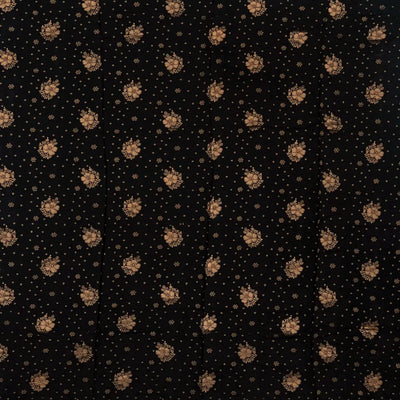 Black Woven Khadi Georgette Saree With Floral Motifs & Embroidery