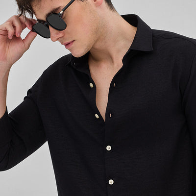 Black Textured Shirt