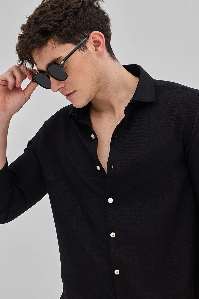 Black Textured Shirt