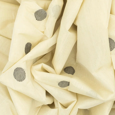 White Handloom Venkatagiri Cotton Saree With Coin Motifs