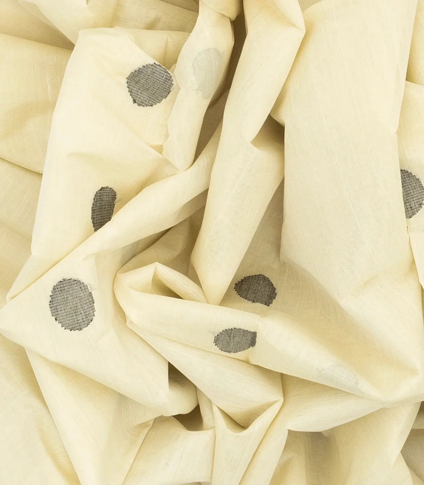 White Handloom Venkatagiri Cotton Saree With Coin Motifs