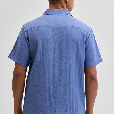 Blue Box Fit Linen Blend Shirt