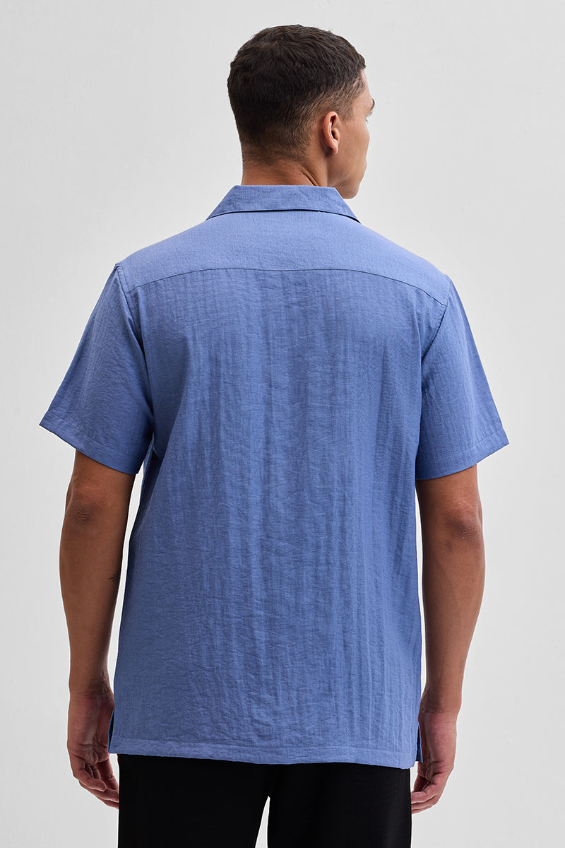 Blue Box Fit Linen Blend Shirt