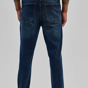 Dark Blue Distressed Slim Fit Jeans