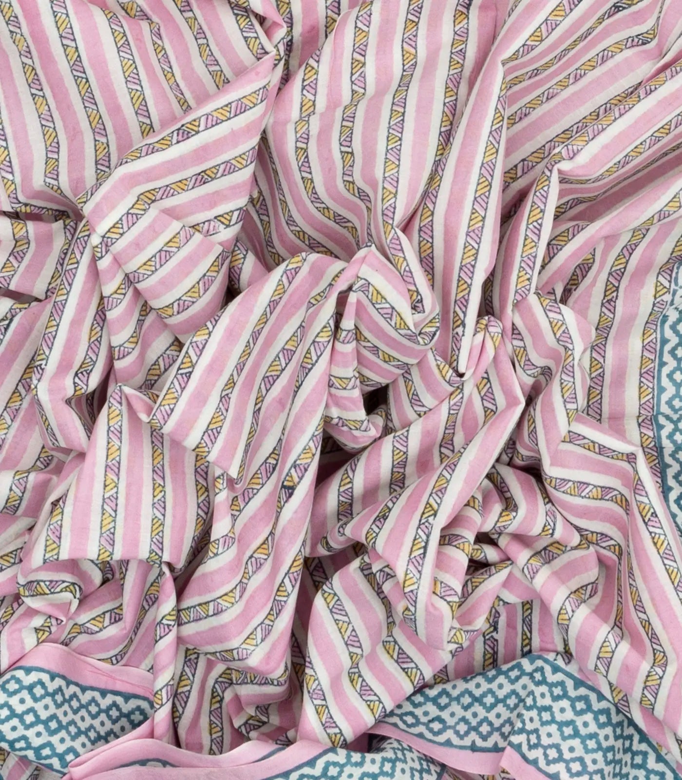 Pink Woven Jaipur Cotton Saree Printed With Stripes