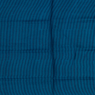 Beige Handwoven Printed Tussar Silk Saree With Vine Motifs & Contrast Blue Pallu-Beige