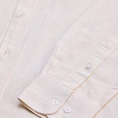 Cream Slim Fit Stripes Shirt