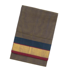 Dark Grey Handloom Venkatagiri Cotton Saree With Contrast Border