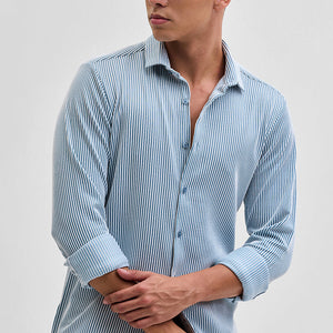 Blue Stripes Slim Fit Stretch Shirt