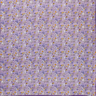Lavender Woven Digital Printed Crepe Silk Saree With Floral Motifs