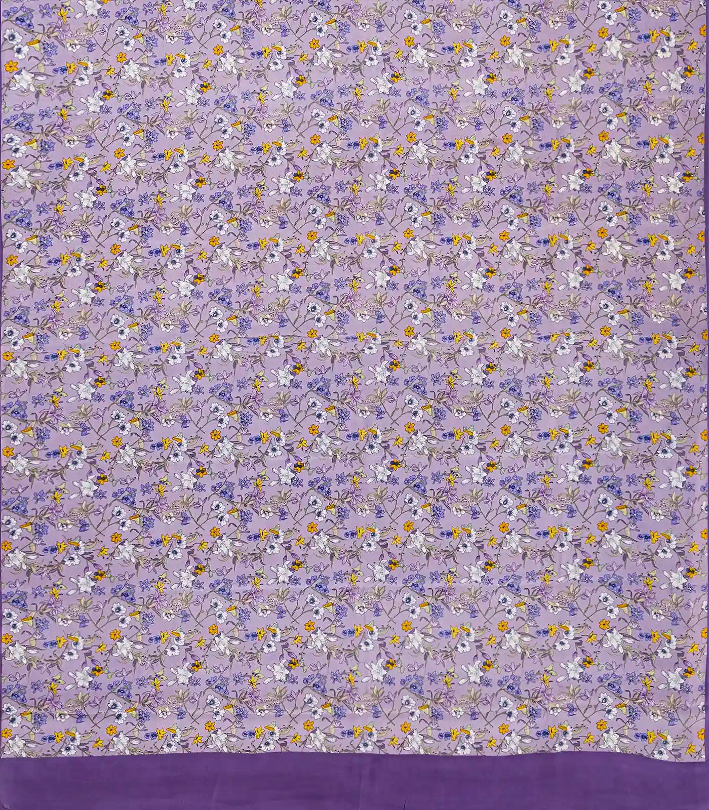 Lavender Woven Digital Printed Crepe Silk Saree With Floral Motifs