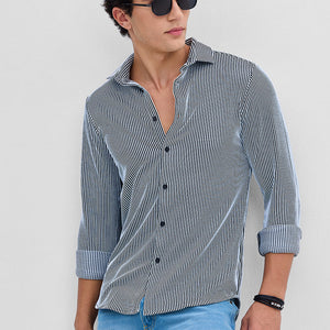 Black Stripes Slim Fit Stretch Shirt