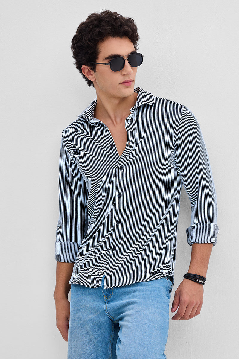 Black Stripes Slim Fit Stretch Shirt