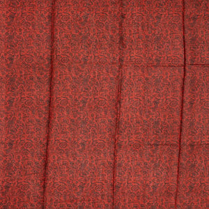 Black Handloom Tussar Silk Saree Printed With Floral Vine Motifs