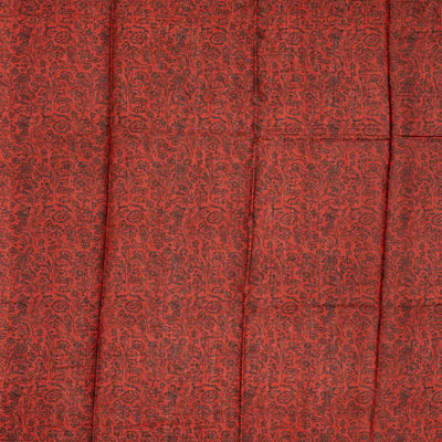 Black Handloom Tussar Silk Saree Printed With Floral Vine Motifs