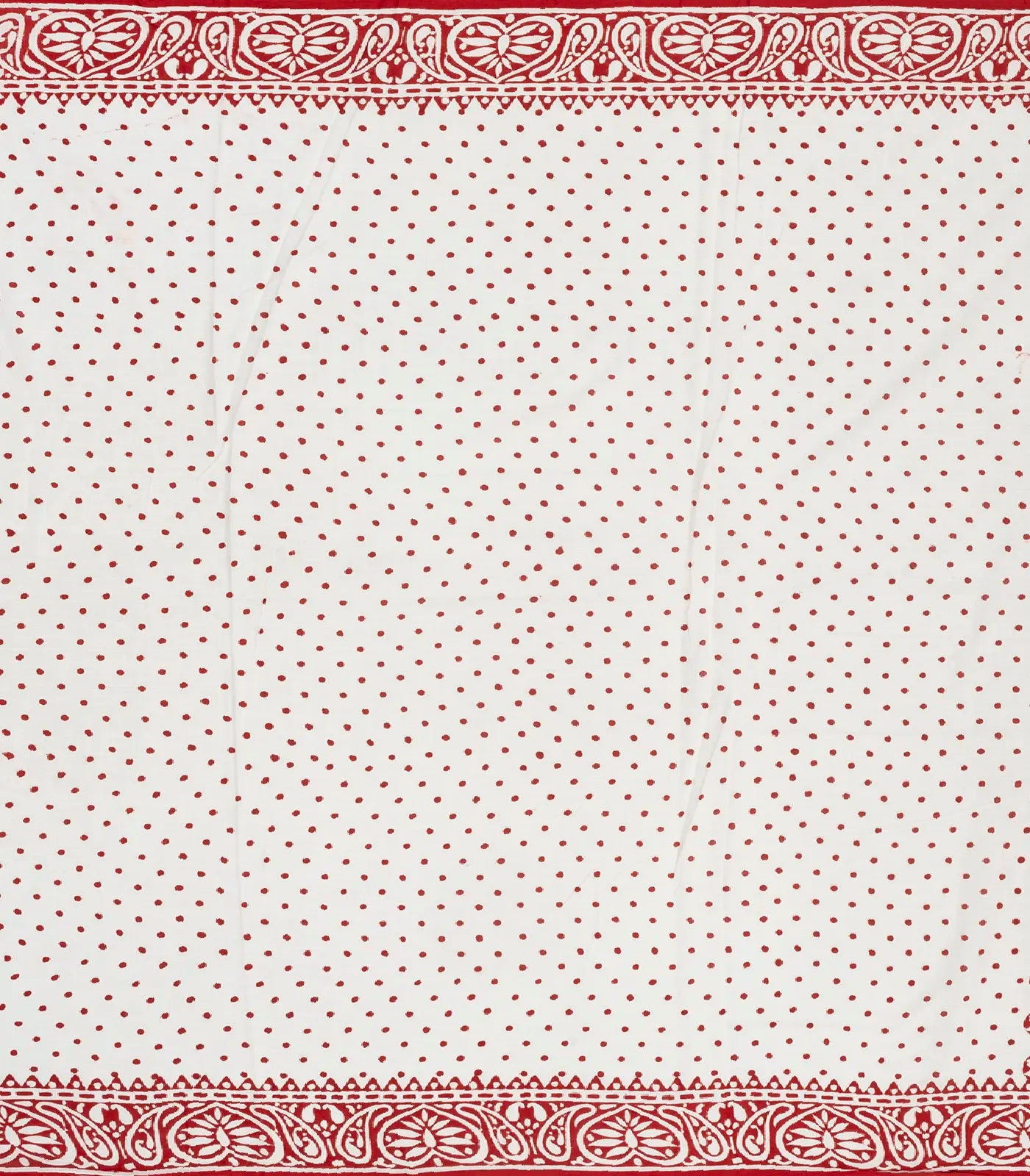 Red Woven Jaipur Cotton Saree Printed And White Floral Motifs