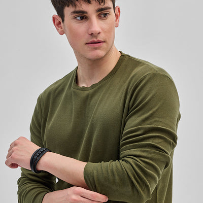 Olive Textured Sweatshirt