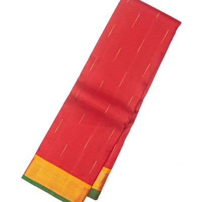 Red Handloom Kanchipuram Silk Saree With Jasmine Bud Buttas