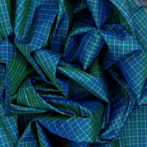 Blue Handloom Kanchipuram Silk Saree With Checks