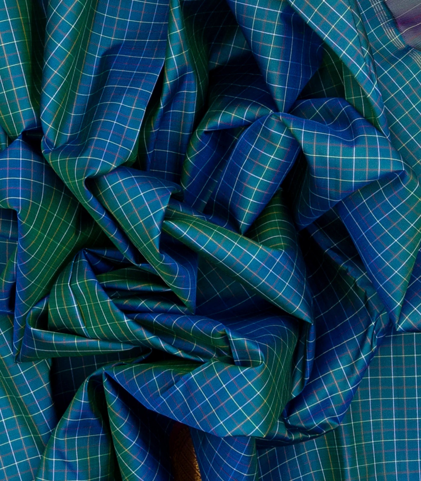 Blue Handloom Kanchipuram Silk Saree With Checks