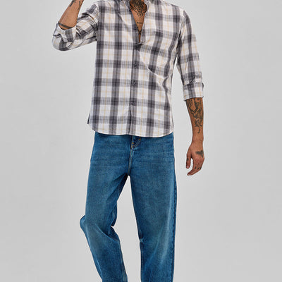 Grey Checks Slim Fit Shirt