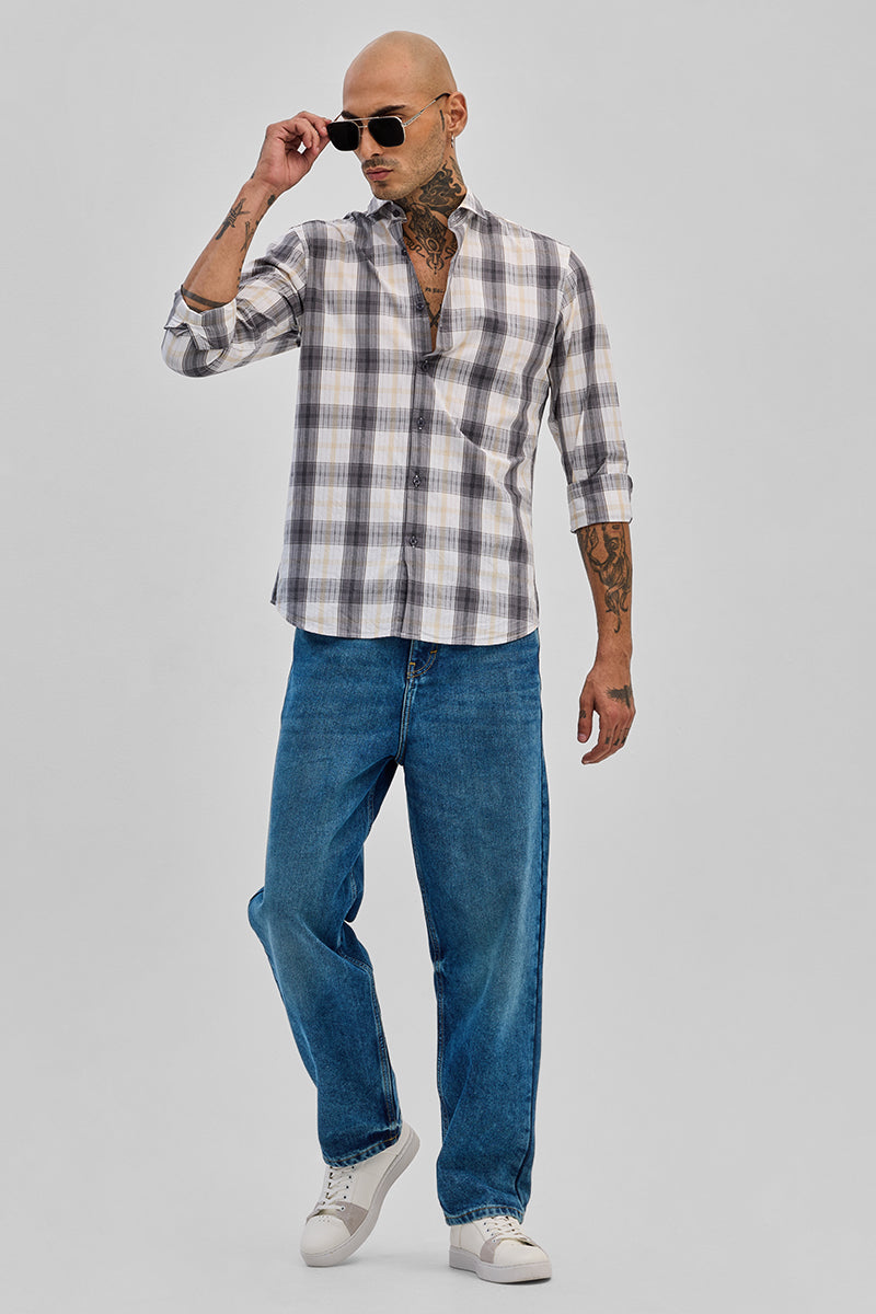 Grey Checks Slim Fit Shirt