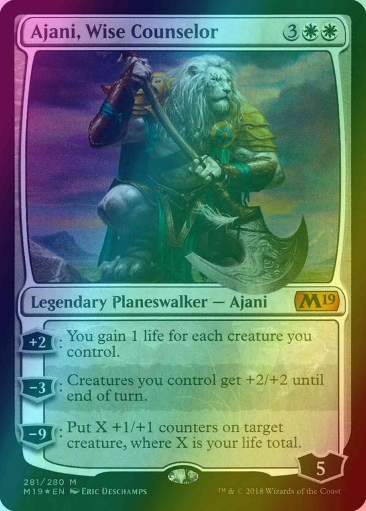 Ajani, Wise Counselor [281] [Planeswalker Deck Exclusive] [Core Set 2019] [Foil]