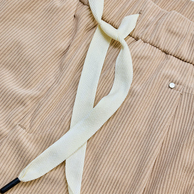 Beige Corduroy Relaxed Fit Trousers