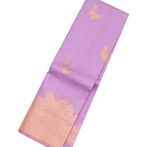 Lavender Handloom Kanchipuram Silk Saree With Butterfly Motifs