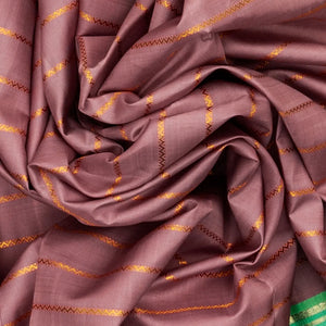 Dusty Pink Handloom Kanchipuram Korvai Silk Saree With Zari Stripes