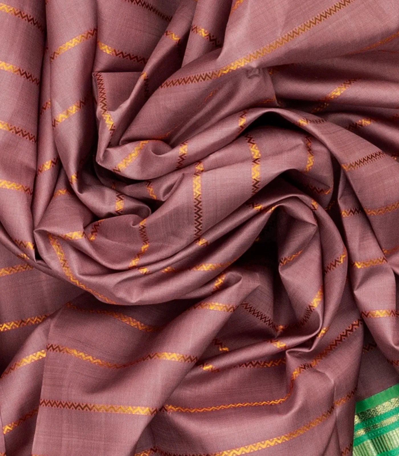 Dusty Pink Handloom Kanchipuram Korvai Silk Saree With Zari Stripes