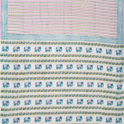 Baby Pink Woven Jaipur Cotton Saree Printed With Stripes